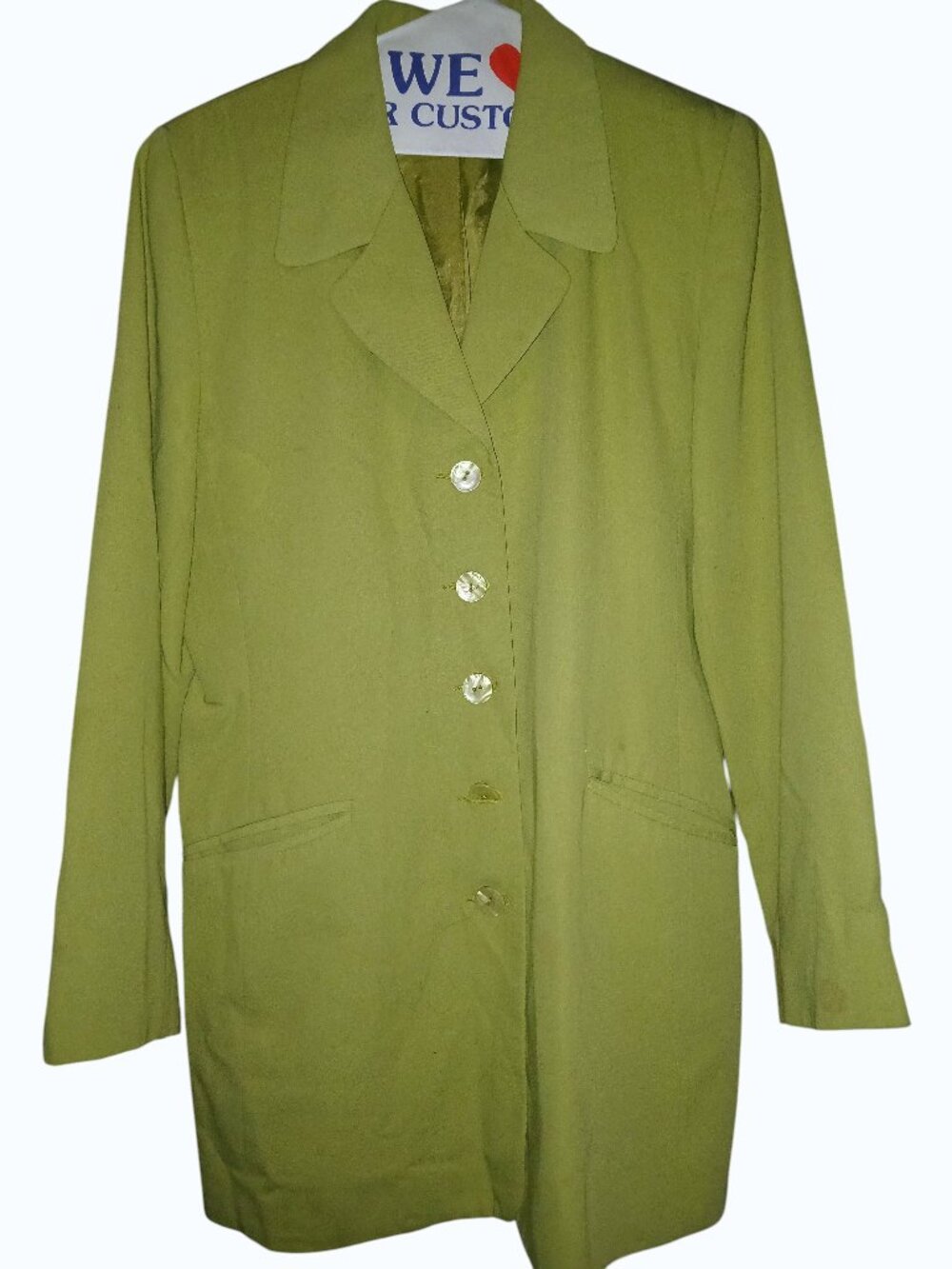 Dorothy Perkins Womens Chartreuse Green Tailored Blazer Sz14 Button Career Jacke